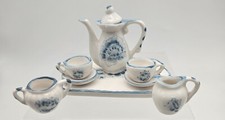 Vintage Miniature Child 8 Piece Tea Set Porcelain Blue Floral Pattern