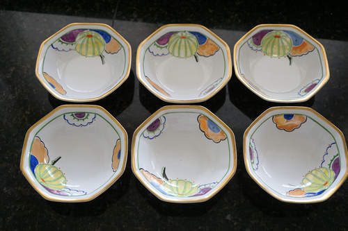 Grays Pottery - ART DECO Gloria Lustre - Set of 6 Dess. Bowls - Pat. 4742 c.1925 - Picture 2 of 8