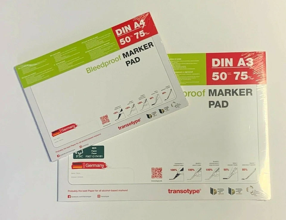 TRANSOTYPE Copic Marker Pad Marker Block Layoutblock DIN A4 / A3 50 Blatt 75 g/m² NEU OVP