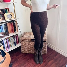 Jumping Joy Womens Leopard Velvet Velour Vintage Pull On Pant Leggings Sz S 90s 