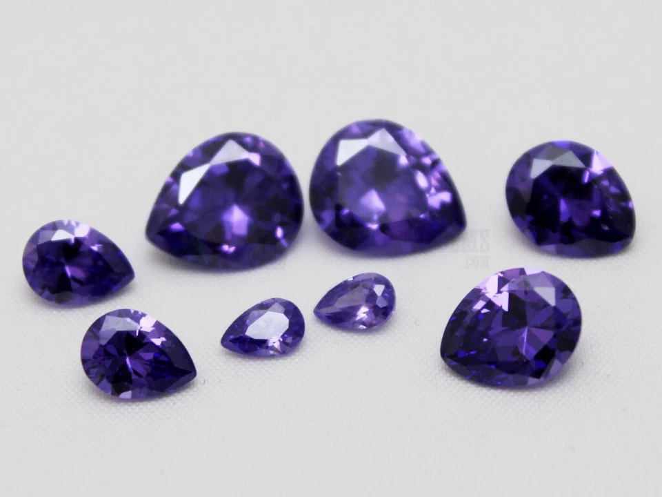 Tanzanite CZ Pear 4x6 6x8 8x10 10x12 mm AAA Loose Cubic Zirconia Gemstone Violet - Image 4 of 4