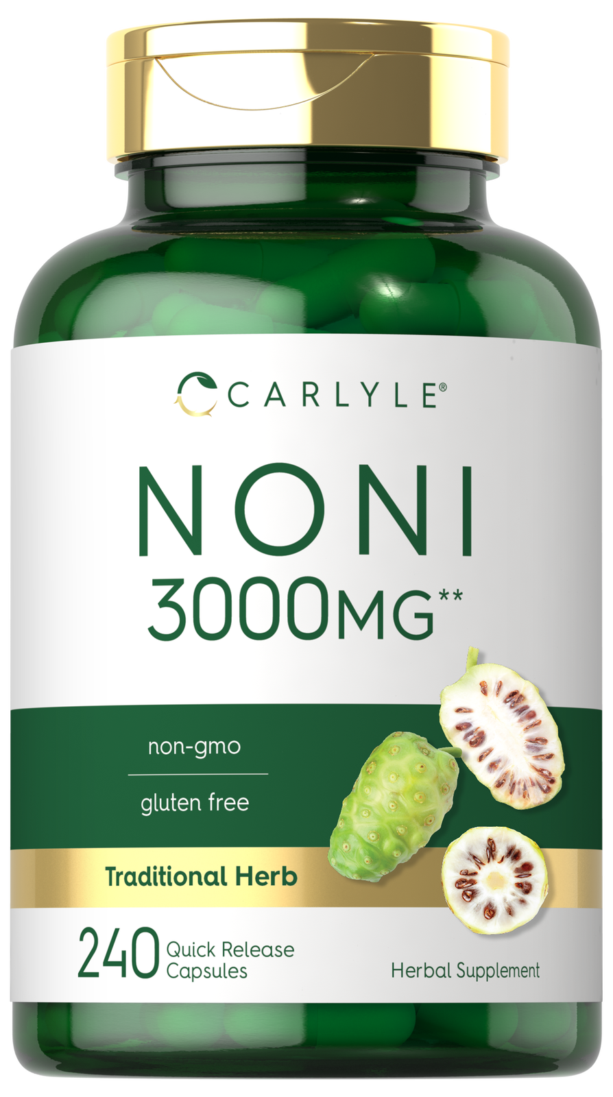 Noni Capsules 3000mg 240 Count NonGMO, Gluten Free by Carlyle