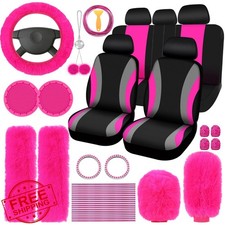 Roceei Fuzzy Car Seat Cover Rose Red