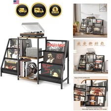 Record Player Stand with Vinyl Storage, Record Player Table with Vinyl Record...
