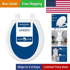 Linden Slow Close Toilet Seat, Non Slip Heavy Duty Wood, Easy Install, Round,...