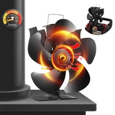 Wood Stove Fan, Magnetic Pipe Fireplace Fan, Heat Powered Fireplace Fan Non Elec