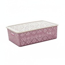 Decorative Storage Box with Lid Multi-Purpose Lace Pattern Organizer Bin