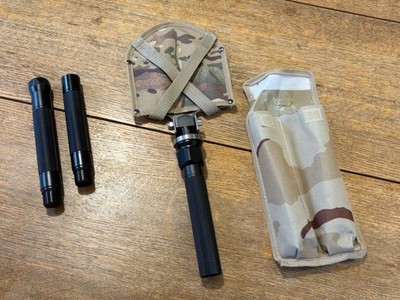 Mini Klappschaufel Multifunktion 4 in 1 Stahl mit Deckel und Aufsätzen