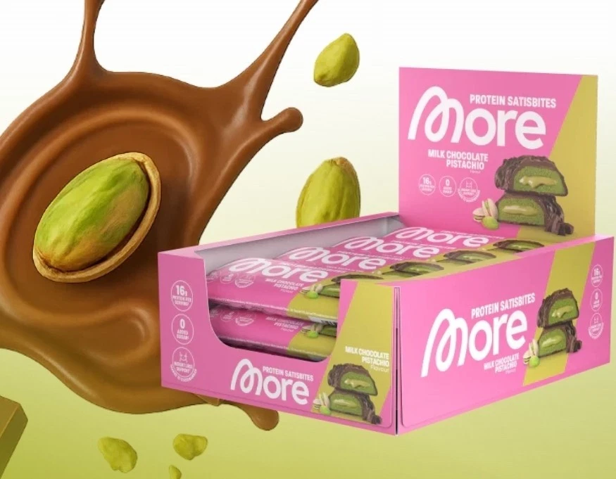 More Nutrition Protein Satisbites Milk chocolate Pistachio 1 Karton