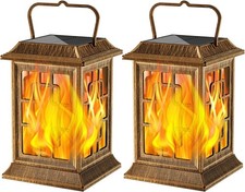 Flickering Solar Lantern Outdoor Waterproof Hanging Flame Solar Powered Lantern