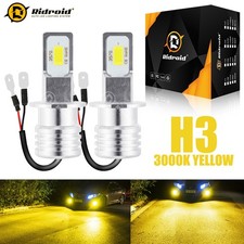 2x H3 Led Fog Light Bulb Drl 3000k Golden Yellow Conversion Bulbs Kit 55w 6000lm