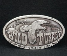 WB01163 NOS GREAT VINTAGE 1974 WILD TURKEY 101 PROOF BOOZE PEWTER BUCKLE