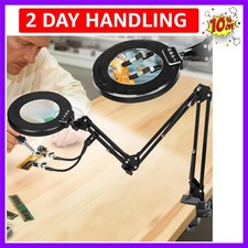 12X Magnifying Glass with Light and Clamp, Ultralong 3-Section Swing Arm Wo...