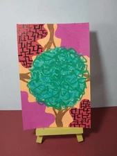 Sindy Fuhr Acrylic Painting 4x6 Inch Original Abstract Title Tree Through Time