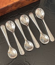 SIX Rare Antique American Heritage Sterling Silver Master Salt Spoons 3” Mono E