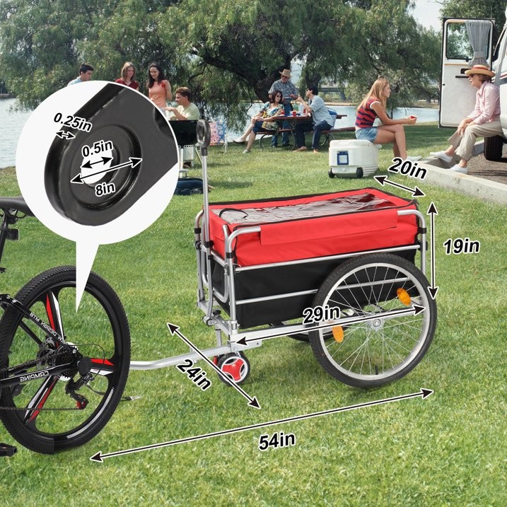 Bicycle Cargo Trailer with 20&rdquo; Tires,Pull Handle, Waterpro