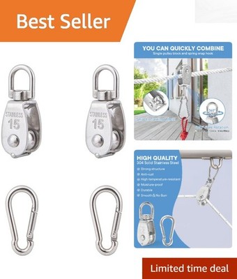 2Pcs M15 Stainless Steel Single Block with Spring Snap Hook for Reliable Towing