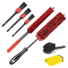 Car Wheel Rim Tire Brush Set, Detailing Wash Kit, Long Soft Detail Brushes 