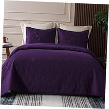 Microfiber Queen Size 92x88 inches Quilt Set Queen 92x88 Inch Purple