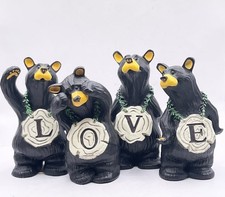 Vintage Set Of 4 Cabin Bearfoots Jeff Fleming Love Bears Resin Figurines 4.25  