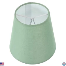 Chic Green Barrel Clip-On Lampshade - Small Fabric Shade for Bedroom & Living