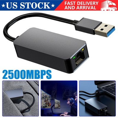2500Mbps USB 3.0 To RJ45 2.5G Ethernet Gigabit Lan Network Adapter Converter