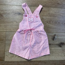 Vintage Healthtex Overalls Toddler 12 - 18 Months Pink White Striped Sailboat