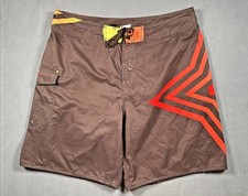 Vintage 90s Quiksilver Star OAP Brown Red Orange Board Shorts Size 40