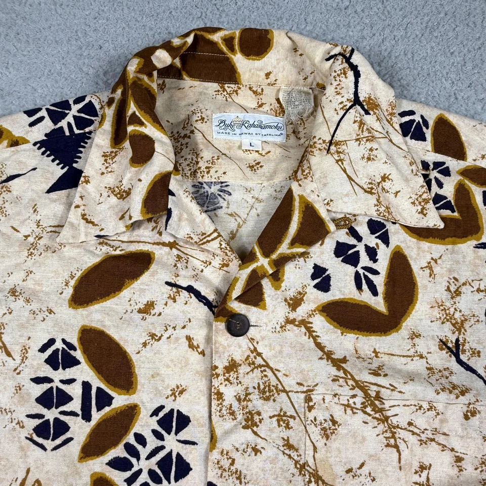 Vintage Duke Kahanamoku Shirt Mens Large Hawaiian Aloha Loop Collar Made USA 60s - Image 3 of 4