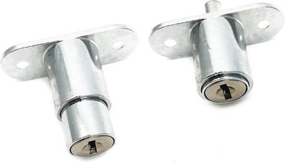 2Pcs Push Plunger Lock 19mm Cylinder Dia Zinc Alloy Chrome, Keyed Different