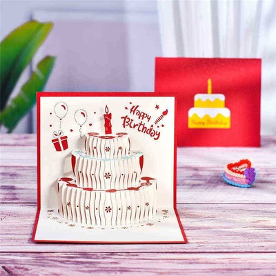 3D Pop Up Karte Geburtstag Happy Birthday Rot Grußkarte 