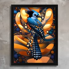 Abstract Blue Jay Wall Art Bird Artwork Gift for Birdwatchers Bluejay Print 
