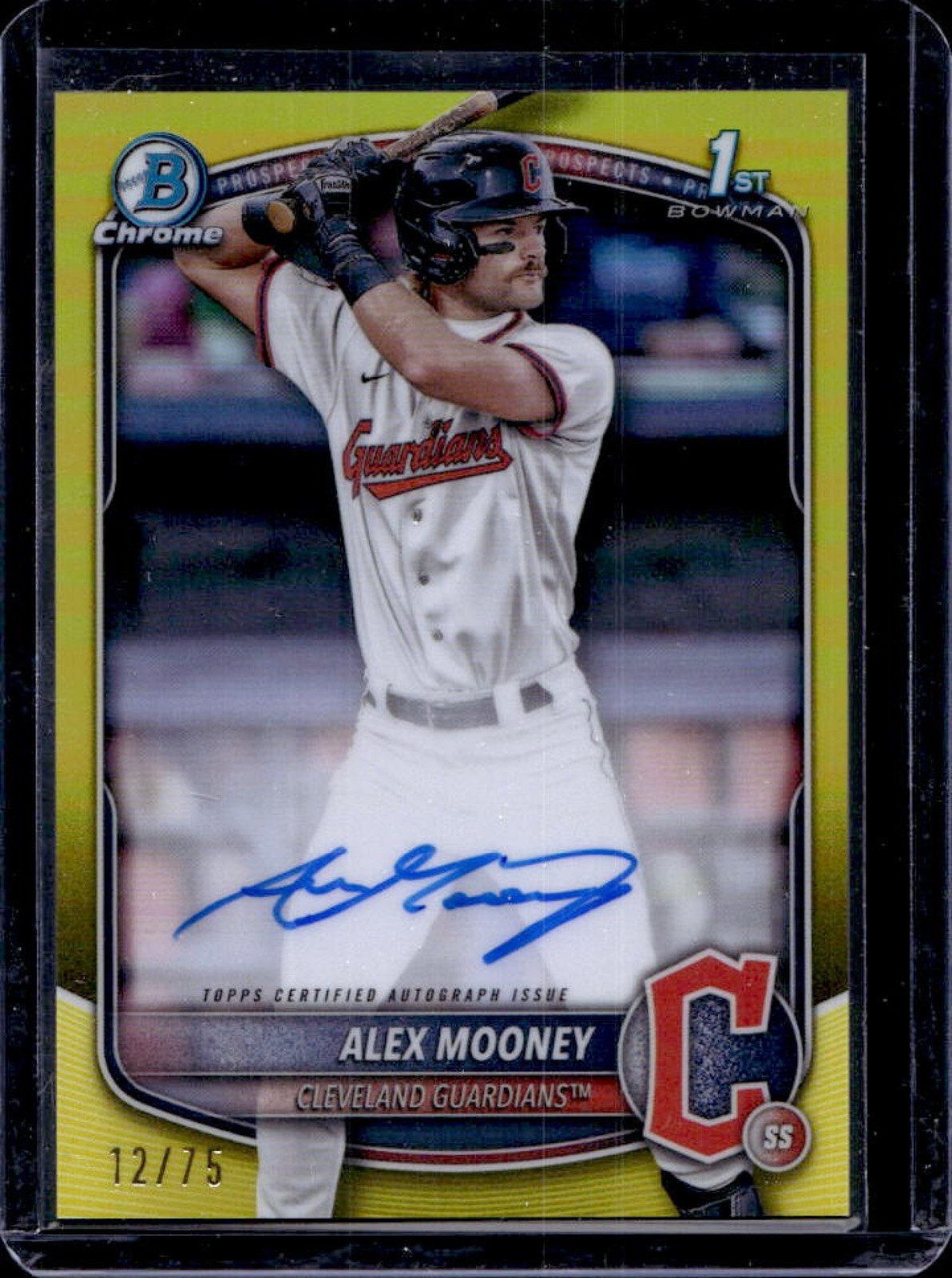 2025 Bowman Alex Mooney Chrome Auto Yellow Refractor 1st #12/75