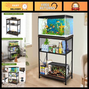Heavy Duty Fish Tank Stand for 10-20 Gallon Aquariums, Adjustable Height, Double