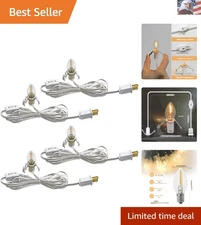 C7 Accessory Cord with C7 Led Light Bulb Candelabra-Base E12 Socket, White Co...