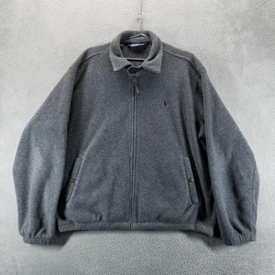 Polo Ralph Lauren Jacket Mens XL Gray Fleece Bomber Polartec Full Zip Pockets