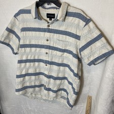 Lucky Brand Short Sleeve Derby Strip San Gabriel Shirt Large