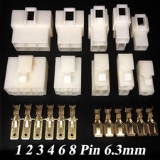 1/2/3/4/6/8 Pin Plug Electrical Wire Connector Male Female 6.3mm Terminals Block
