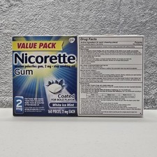 Nicorette Nicotine Gum 2mg White Ice Mint 160 Stop Smoking Lot of 2 Exp 03/2026