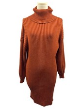 Women’s Anrabess Size Small Dark Pumpkin Turtleneck Sweater Dress