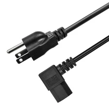 3 Prong Left Angle Power Cable Heavy Duty AC Cables forC13 Angle Type Cable, ...