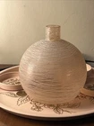 Vintage Italian Murano Art Glass White Pink Vase Applied Texture