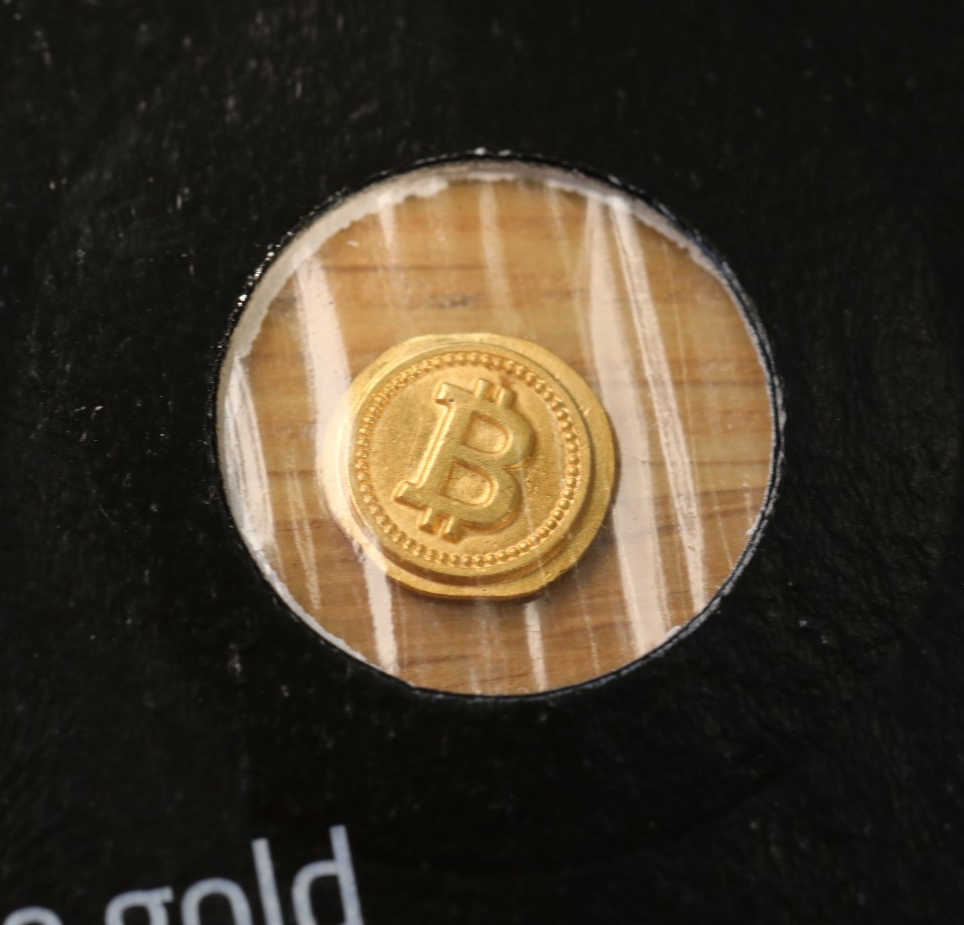 Gold Bitcoin Bar 1 Gram Solid 24ct 999.9 Fine Pure Bullion AU token