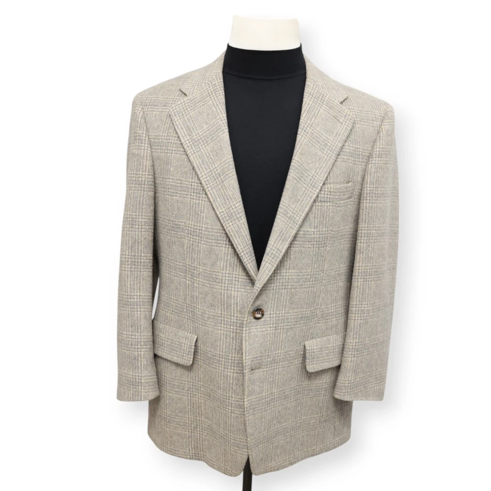 BILL BLASS DE COLECCIÓN Hombre Gris Claro Beige 100% CAMEL Abrigo Deportivo Chaqueta Blazer 42 S Foto 2 de 4