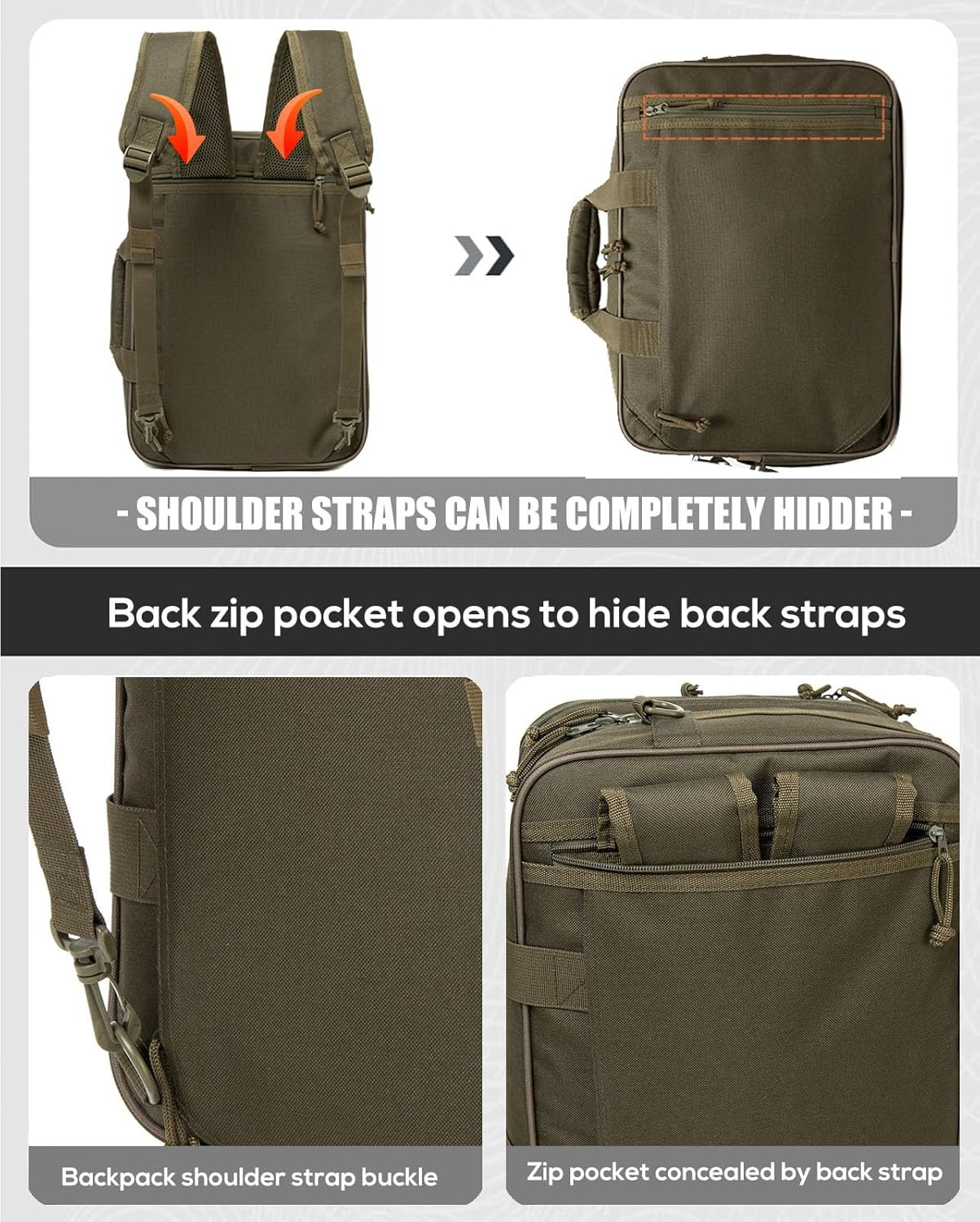 Tactical Gun Range Bag for Handguns and Ammo Pistol Case Shooting Range Backpack