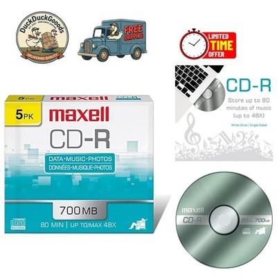 Archival Quality 700MB CD-R Discs - 80 Min Recordable with Slim Jewel Cases