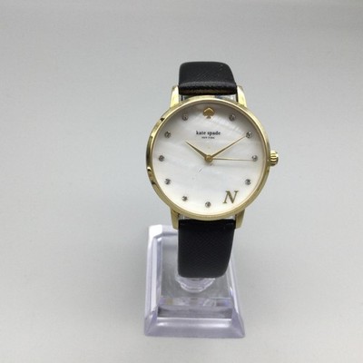 kate spade アナログ時計 Kate Spade Live Colorfully Womens Watch 34mm Gold Tone N Leather