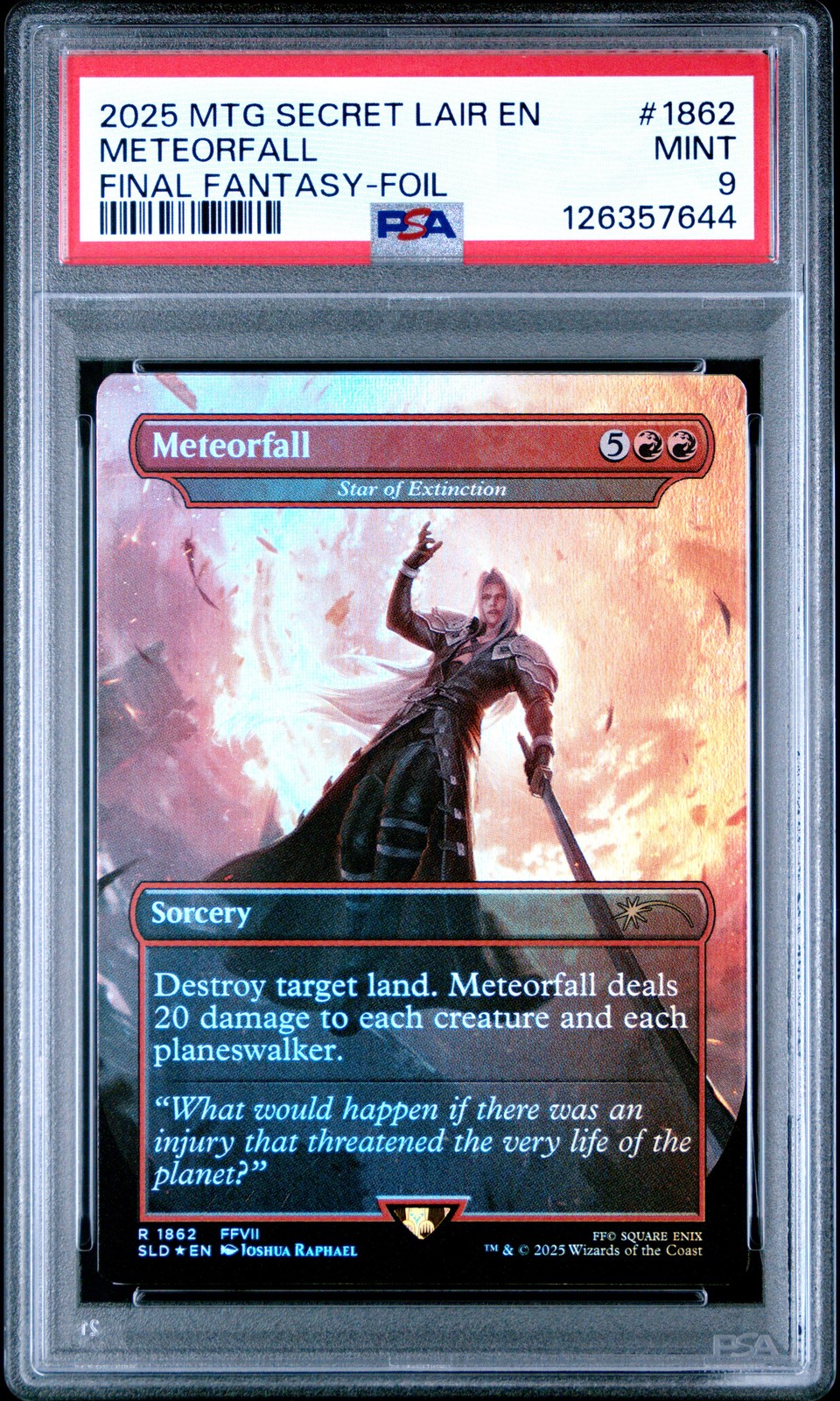 2025 MTG SECRET LAIR DROP FINAL FANTASY: GAME OVER-FOIL #1862 METEORFALL PSA 9