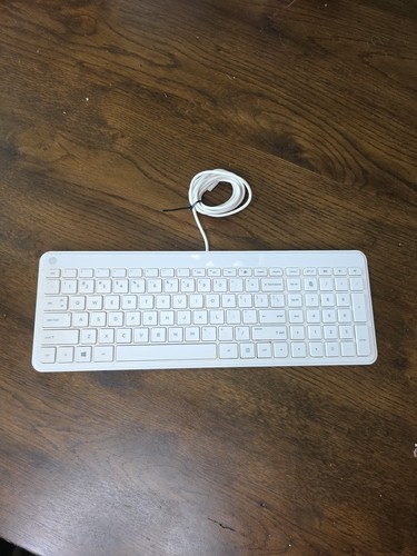 HP KBAH21 USB Wired Super Slim Thin White PC Keyboard Lightweight - Picture 2 of 24