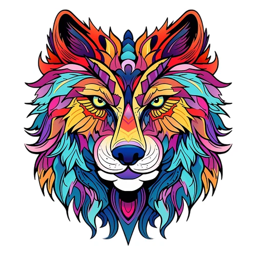 Psychedelic Magic Wolf Groovy Trippy Self Adhesive Vinyl Sticker